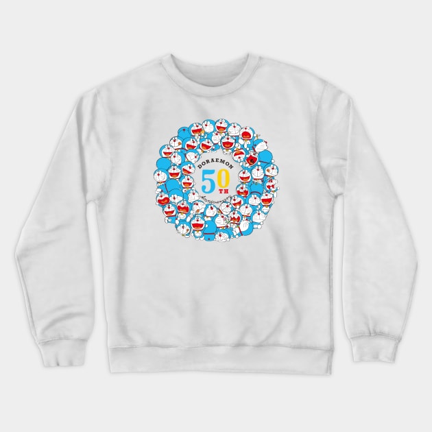 Happy 50th Anniversary Doraemon Crewneck Sweatshirt by Celestial Crafts